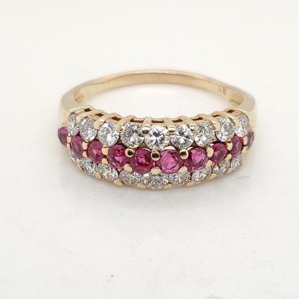 14kt Yellow Gold Ruby and Diamond Band Ring