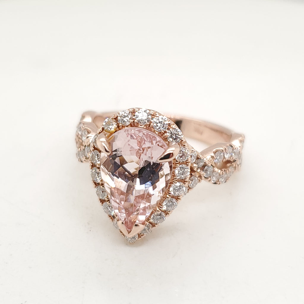 14kt Rose Gold Morganite and Diamond Ring