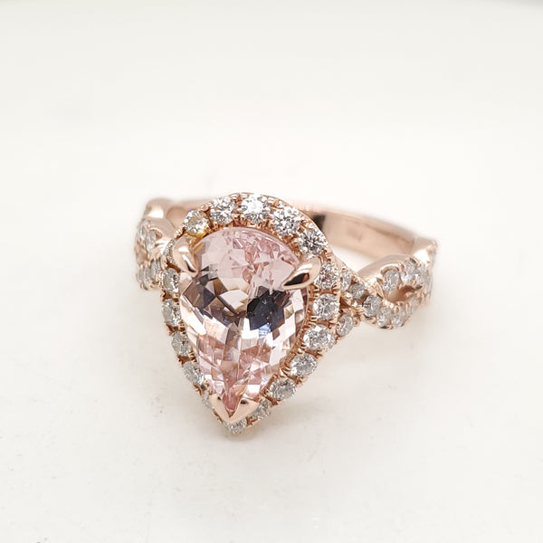 14kt Rose Gold Morganite and Diamond Ring