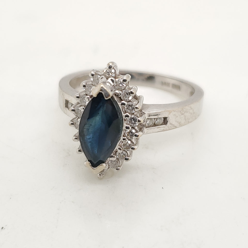 14kt white Gold Sapphire and Diamond Ring