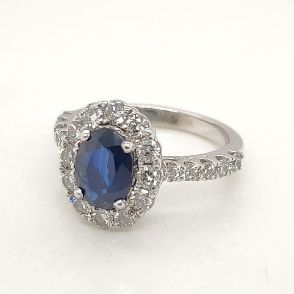 18Kt White Gold Sapphire And Diamond Ring