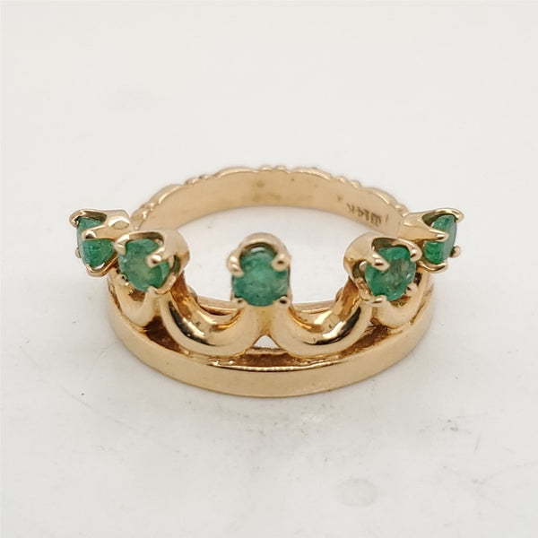 14kt Yellow Gold Emerald Crown Ring