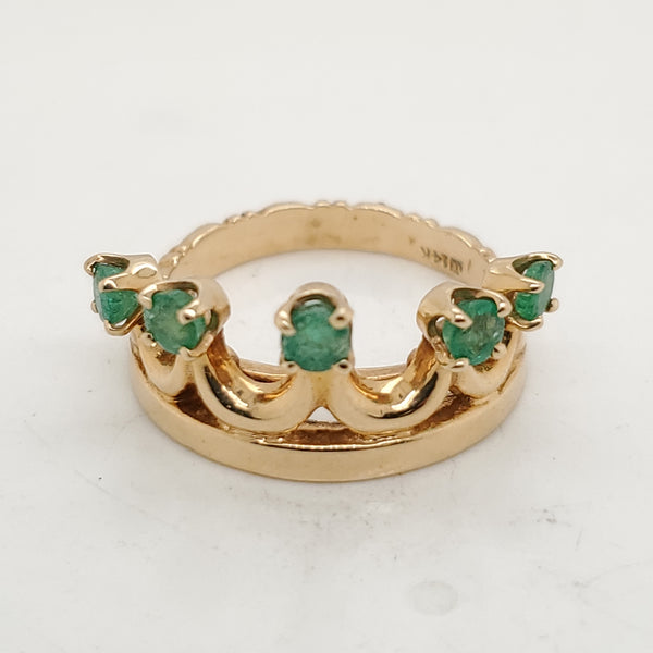 14kt Yellow Gold Emerald Crown Ring