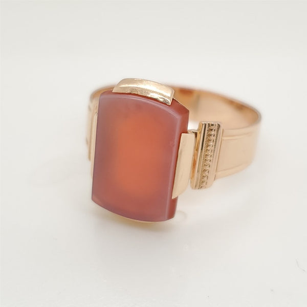 Antique French 18kt Rose Gold Agate Ring