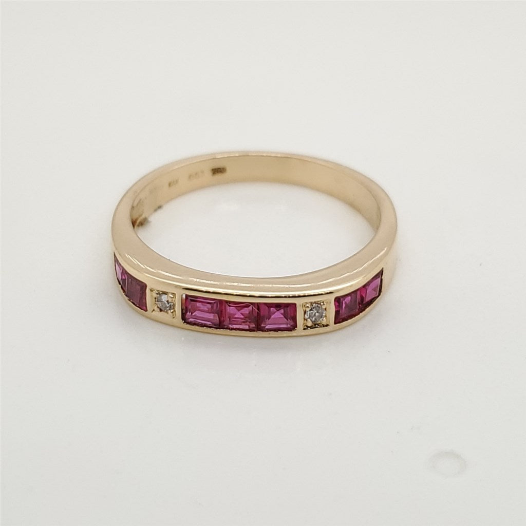 14kt Yellow Gold Ruby and Diamond Band
