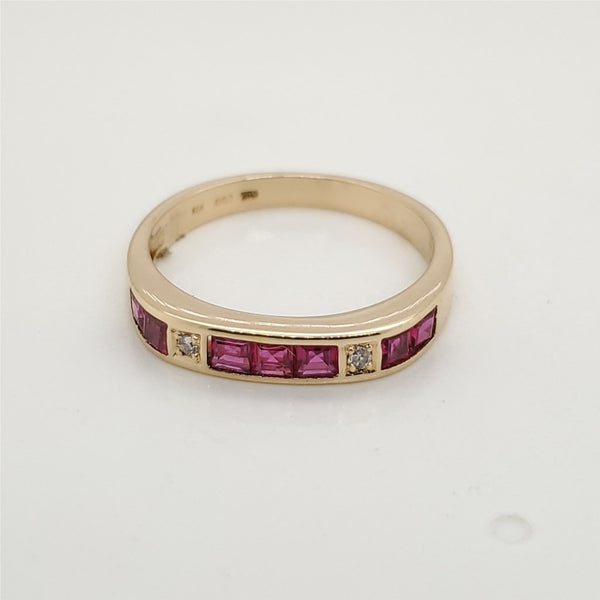 14kt Yellow Gold Ruby and Diamond Band