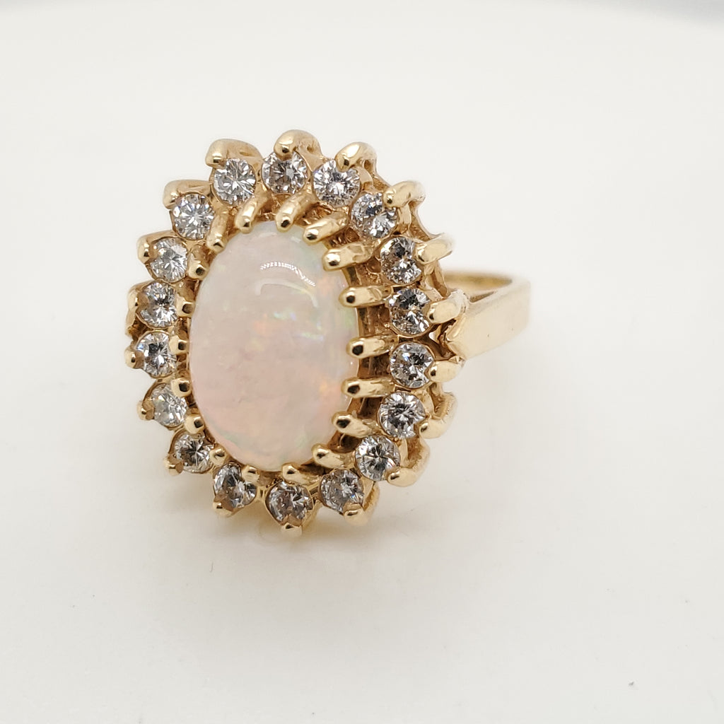 14kt Yellow Gold Opal and Diamond Ring
