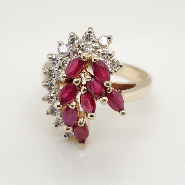 Vintage 14kt Yellow Gold Diamond and Ruby Ring
