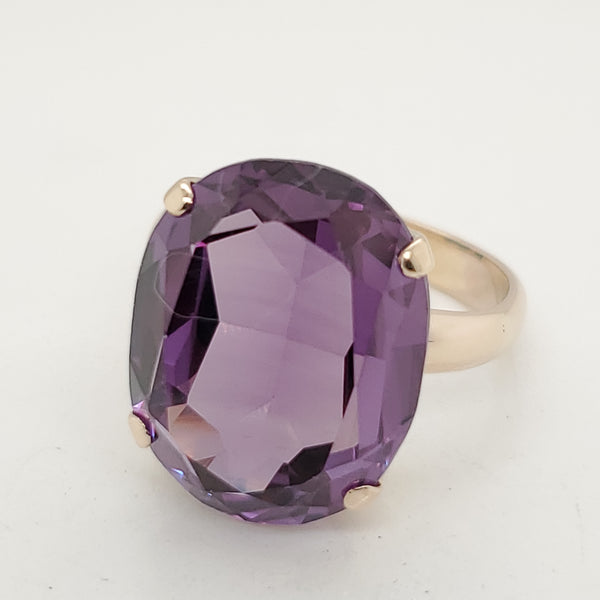 Vintage 14kt Yellow Gold Synthetic Color Change Corundum Ring