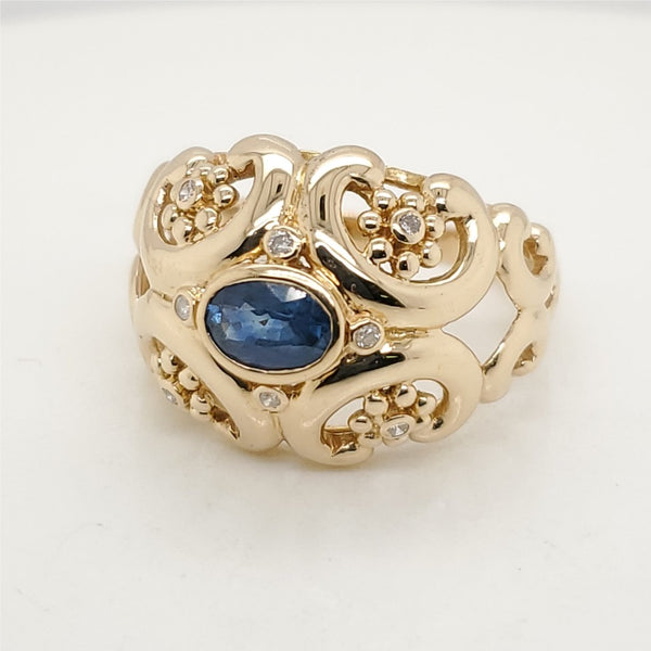 18kt Yellow Gold Sapphire and Diamond Ring