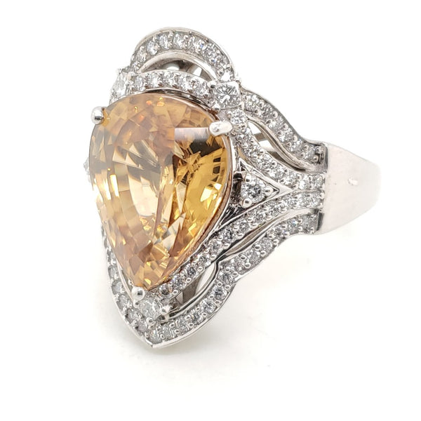 14kt White Gold Citrine and Diamond Ring