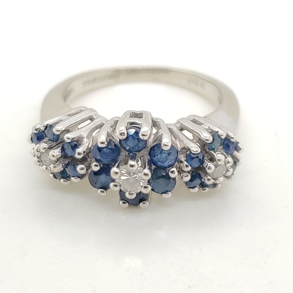 14kt White Gold Diamond and Sapphire Ring