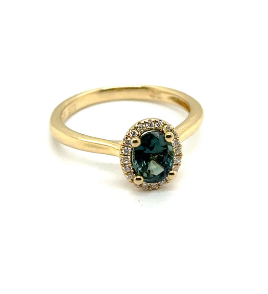 1.20 Carat 14Kt Yellow Gold Sapphire And Diamond Ring