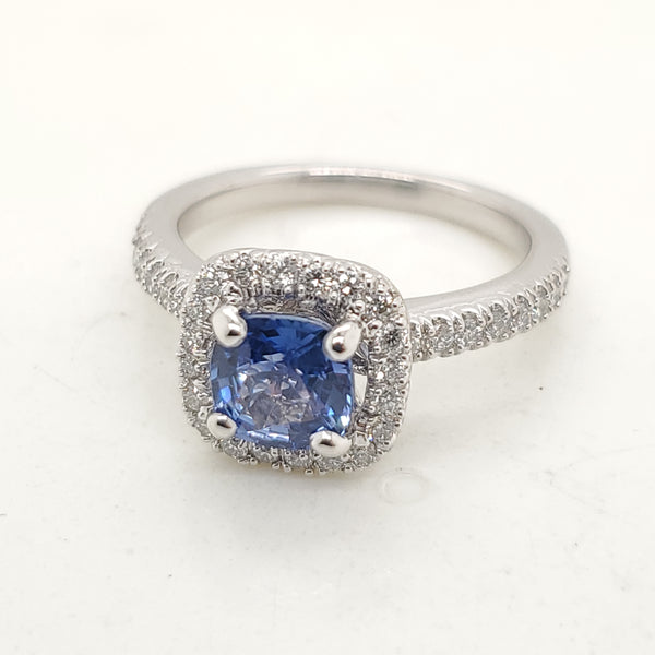 14Kt White Gold Sapphire And Diamond Ring
