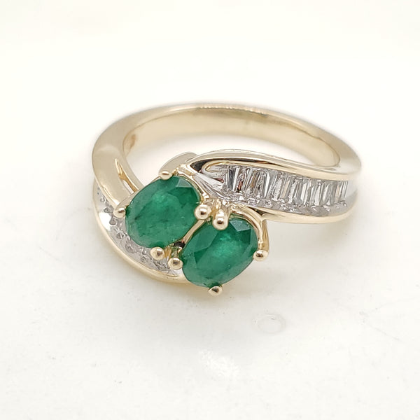 14Kt Yellow Gold Emerald and Diamond Ring