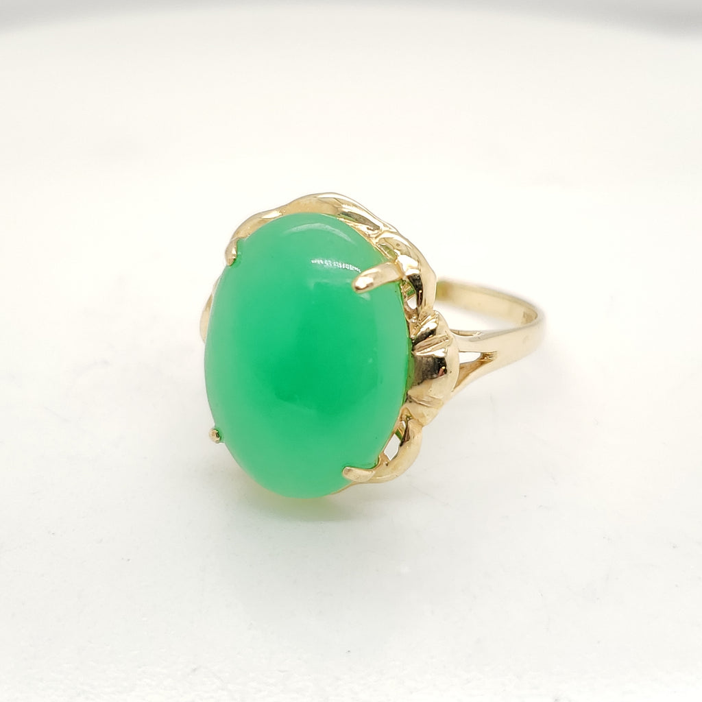 Vintage 14Kt Yellow Gold Jadeite Jade Ring