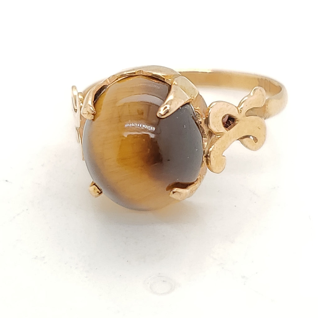 Vintage 18kt Yellow Gold Tigers Eye Ring