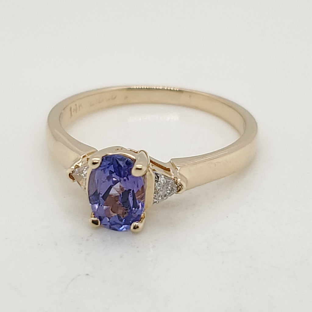 14kt Yellow Gold Tanzanite and Diamond Ring