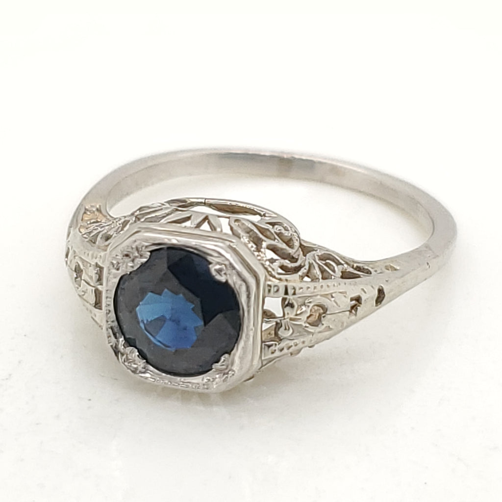 Art Deco Round Sapphire And Diamond Ring
