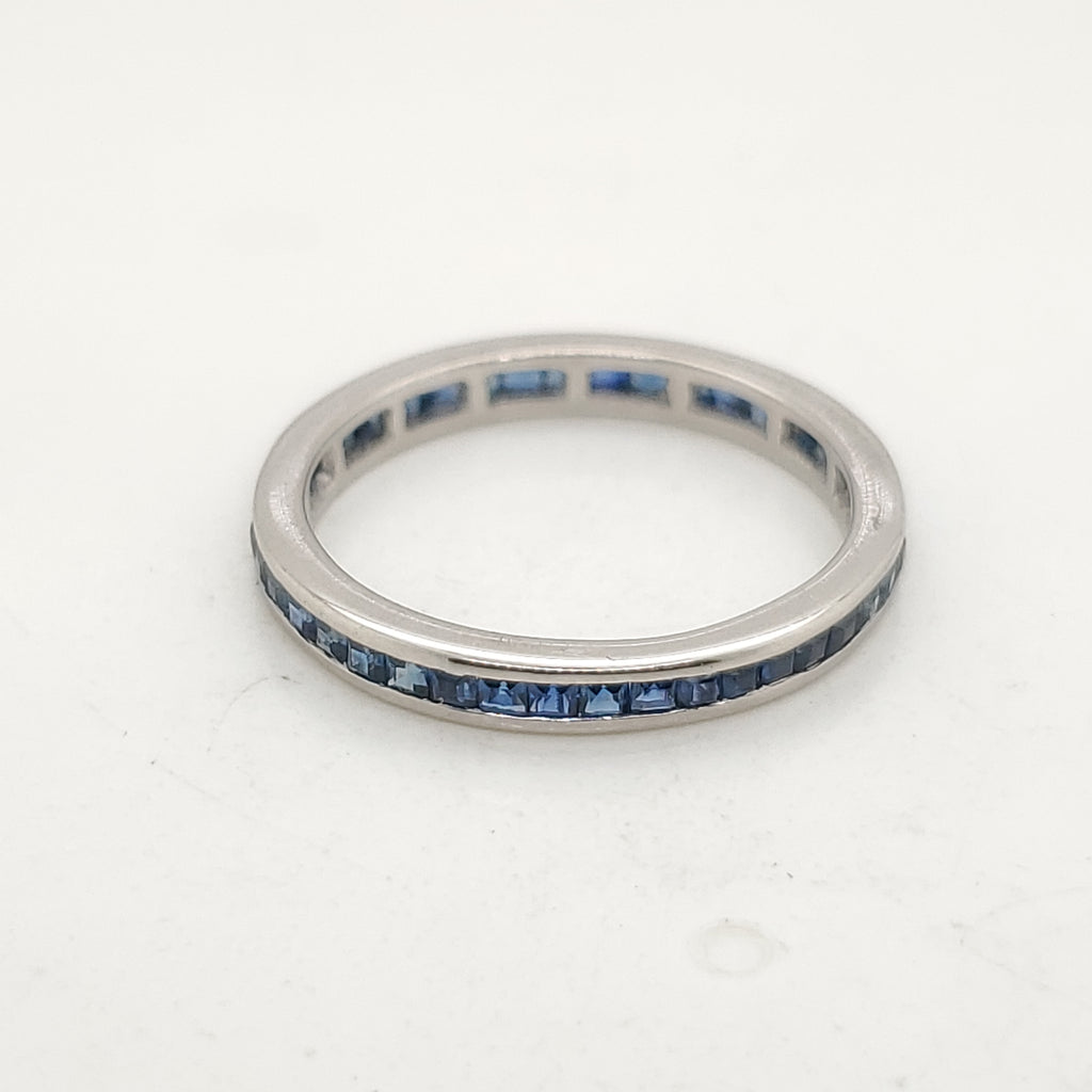 Platinum Sapphire Eternity Style Wedding Band