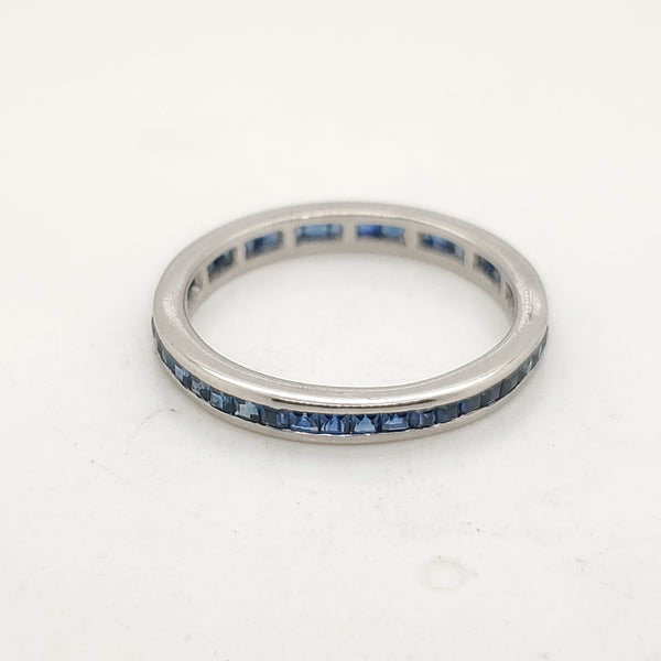 Platinum Sapphire Eternity Style Wedding Band