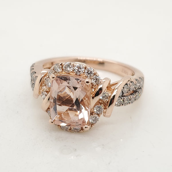 LeVian 14kt Rose Gold Morganite and Diamond Ring