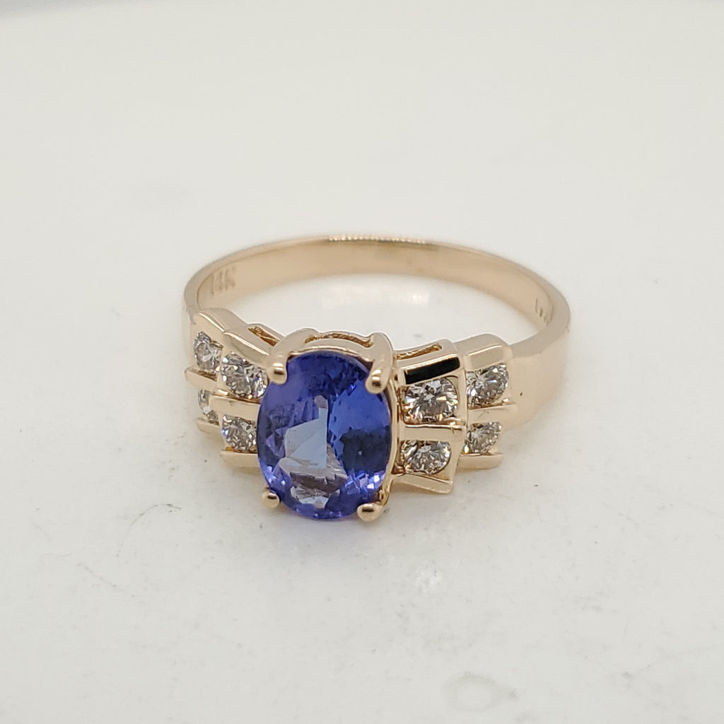 LeVian 14kt Yellow Gold Tanzanite and Diamond Ring