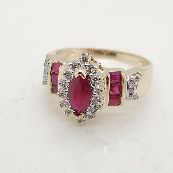 14kt Yellow Gold Ruby and Diamond Ring