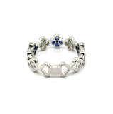 0.70 Cttw 14kt White Gold Blue Sapphire And Diamond Ring