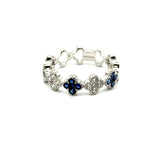 0.70 Cttw 14kt White Gold Blue Sapphire And Diamond Ring