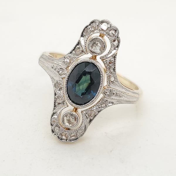 Antique Victorian 18kt Gold Diamond and Sapphire Ring