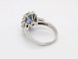 14K White Gold Ring with Oval Cut Cornflower Blue Madagascar Sapphire and Diamonds