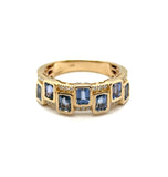 2.40 Ctw 14Kt Yellow Gold Sapphire And Diamond Band