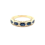 1.54 Cttw 14kt Yellow Gold Sapphire And Diamond Stackable Band