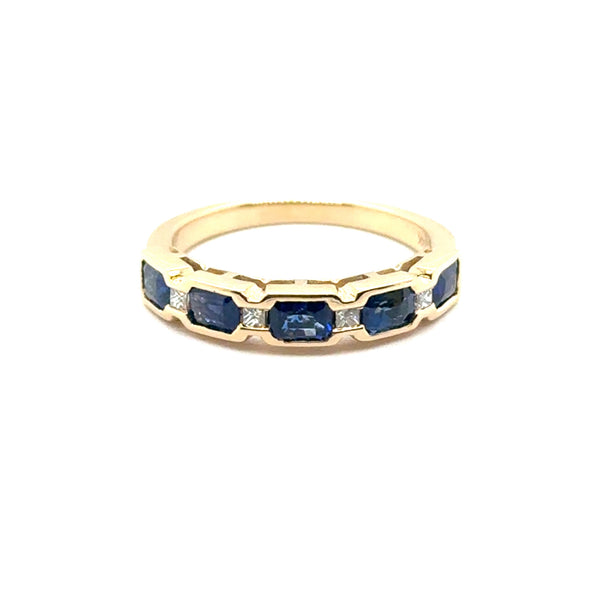1.54 Cttw 14kt Yellow Gold Sapphire And Diamond Stackable Band