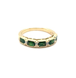 1.24 Cttw 14kt Yellow Gold Tsavorite Garnet And Diamond Stackable Band