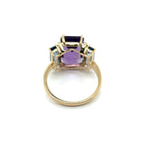 7.47 Cttw 14kt Yellow Gold Amethyst, London Blue Topaz, And Diamond Ring