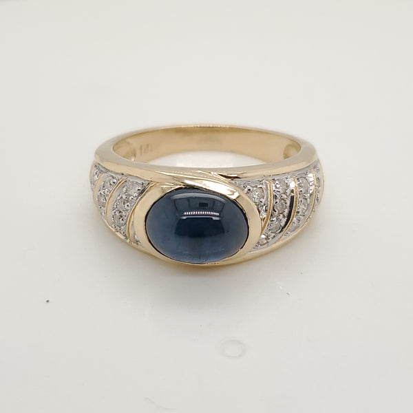 14kt Yellow Gold Sapphire and Diamond Ring