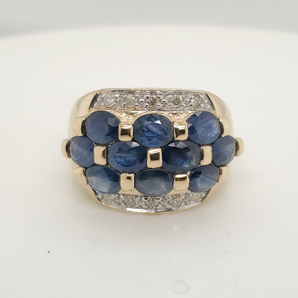 14kt Yellow Gold Sapphire and Diamond Ring
