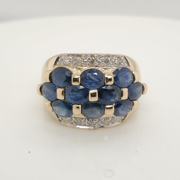 14kt Yellow Gold Sapphire and Diamond Ring