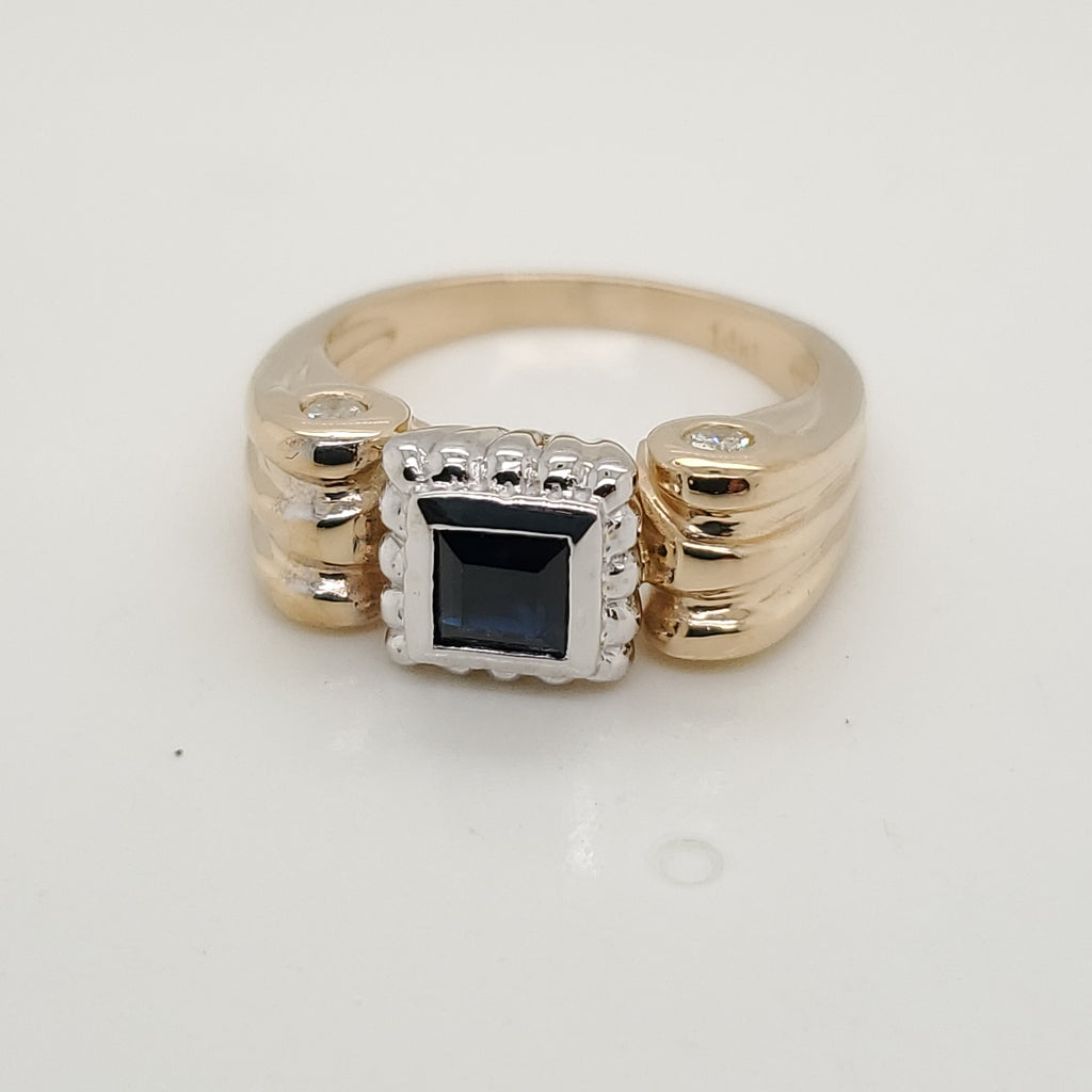 14kt Yellow Gold Sapphire and Diamond Ring