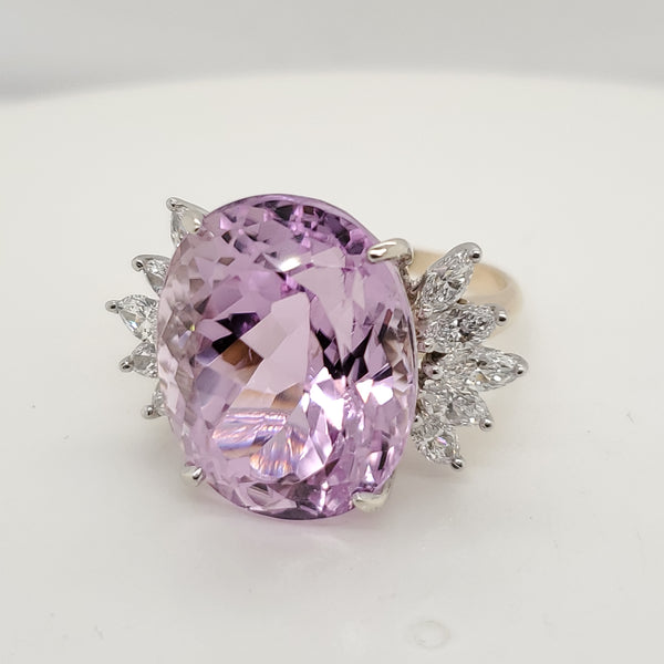 14kt Yellow Gold Kunzite and Diamond Ring
