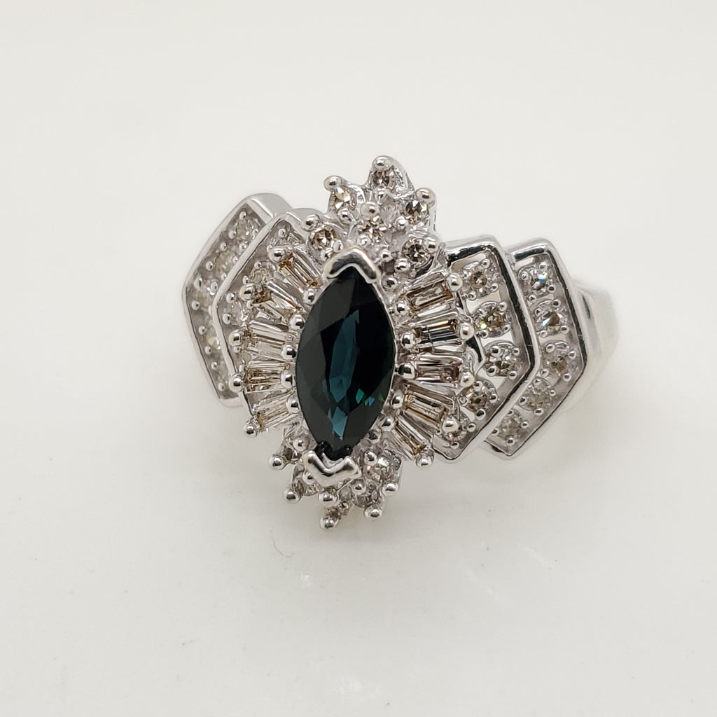 14kt White Gold Sapphire and Diamond Ring
