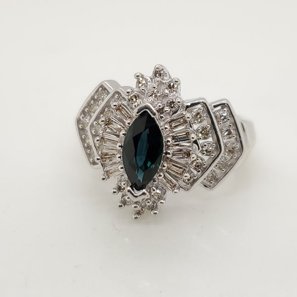 14kt White Gold Sapphire and Diamond Ring
