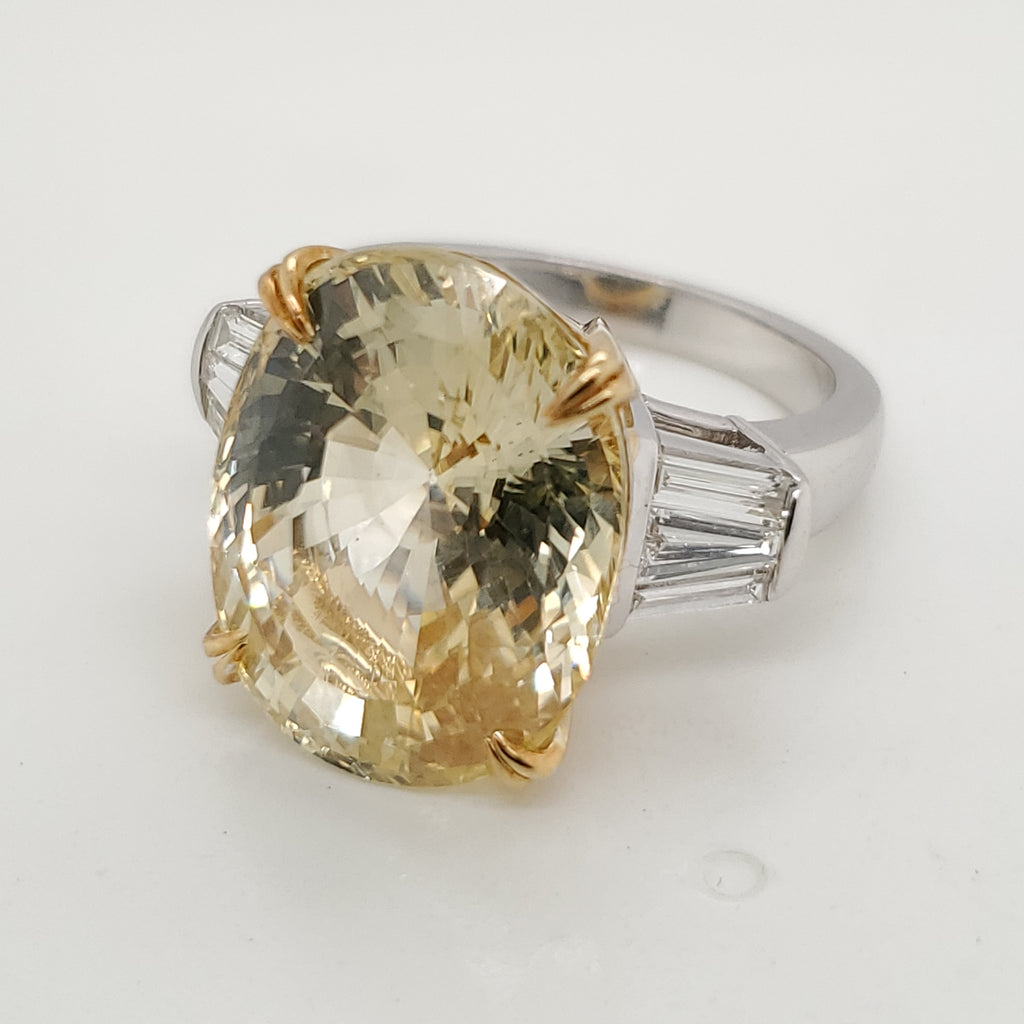 18kt White and Yellow Gold Yellow Sapphire and Diamond Ring