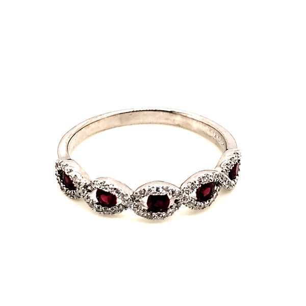 14kt White Gold Ruby and Diamond Band