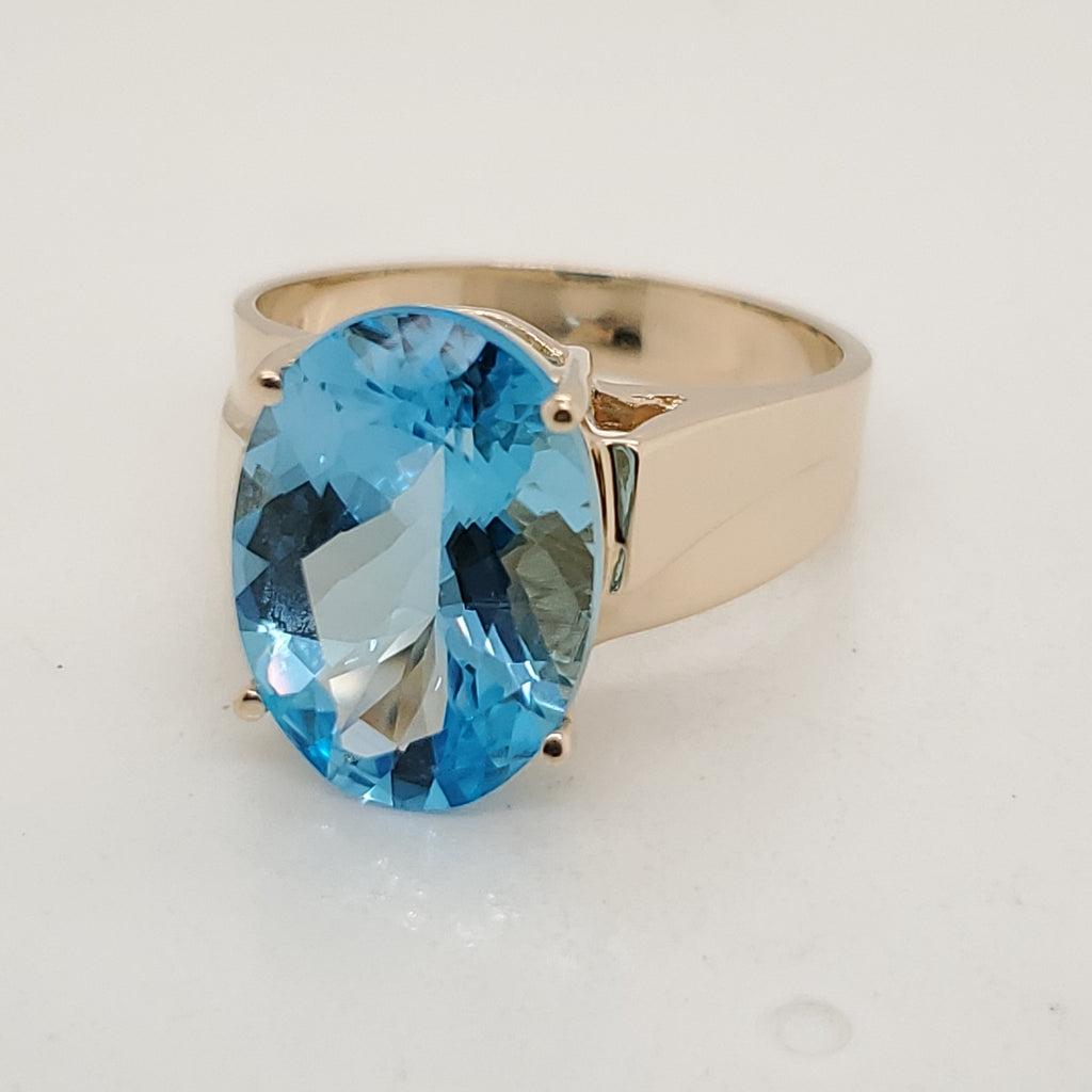 14kt Yellow Gold Blue Topaz and Diamond Ring