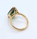 14KY 4.53ct Pear Shaped Emerald and Diamond Halo Style Ring 0.26cttw