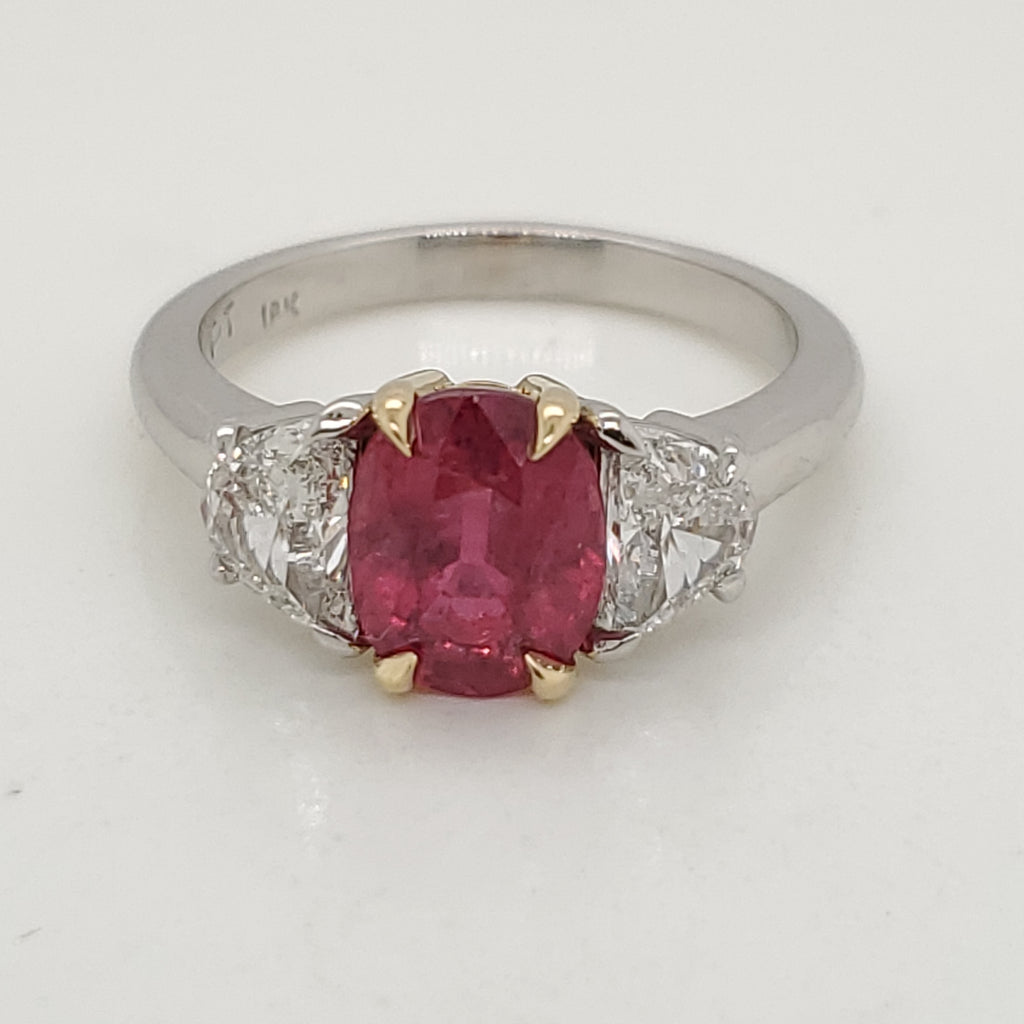 Platinum and 18kt Yellow Gold Ruby and Diamond Ring