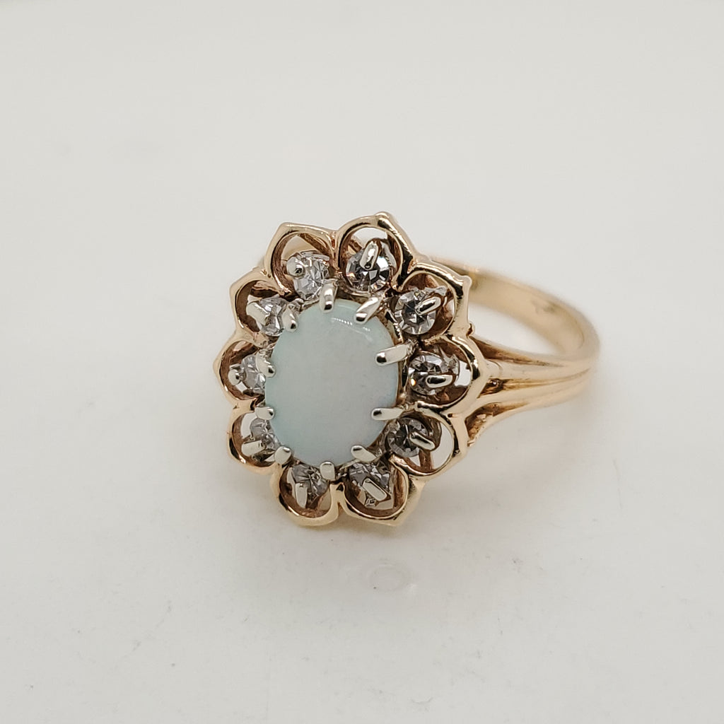 14kt Yellow Gold Opal and Diamond Ring